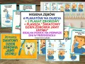 Plakaty edukacyjne o higienie zębów, pokazujące krok po kroku jak dbać o zdrowe zęby. Idealne do przedszkola.