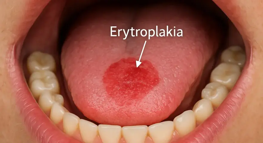 Czerwona plama na języku, oznaczona jako erytroplakia, wymaga uwagi.